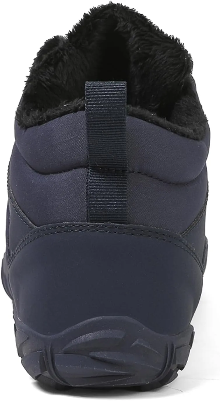 Men's and Women's Barefoot Hiking Boots | Zero Drop Winter Snow Boots with Wide Toe Box | Slip-On Waterproof Ankle Booties | Minimalist Five-Finger Sneakers for Outdoor Hiking and Walking