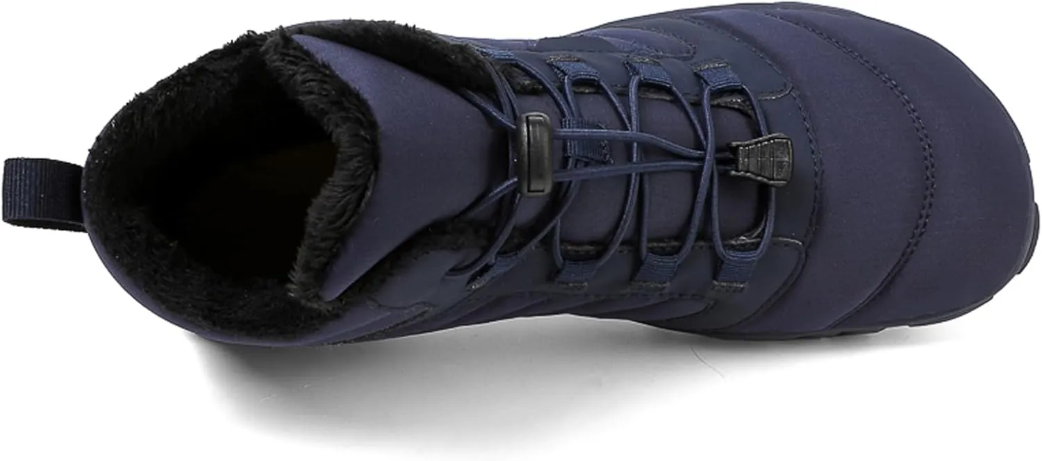 Men's and Women's Barefoot Hiking Boots | Zero Drop Winter Snow Boots with Wide Toe Box | Slip-On Waterproof Ankle Booties | Minimalist Five-Finger Sneakers for Outdoor Hiking and Walking