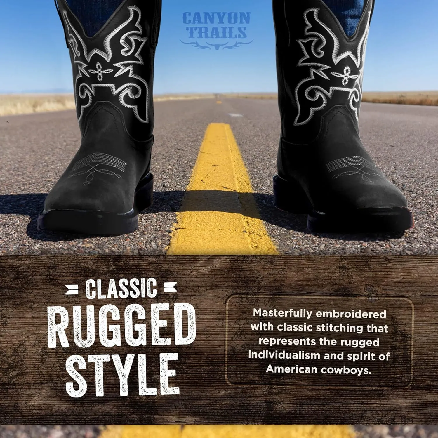 Mens Cowboy Boots - Square Toe Western Boots