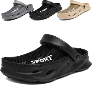 Mens Garden Clogs Shoes Breathable Summer Beach Sandals Sports Sandals Adjustable Slide Slip-on Outdoor Beach Slippers