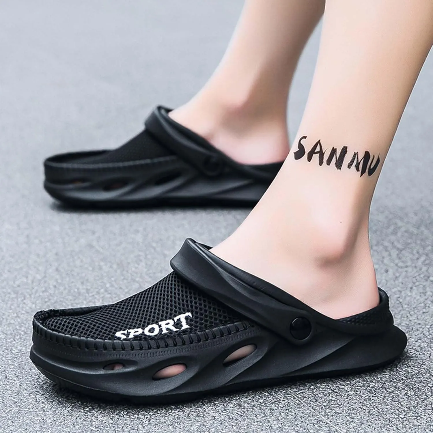 Mens Garden Clogs Shoes Breathable Summer Beach Sandals Sports Sandals Adjustable Slide Slip-on Outdoor Beach Slippers
