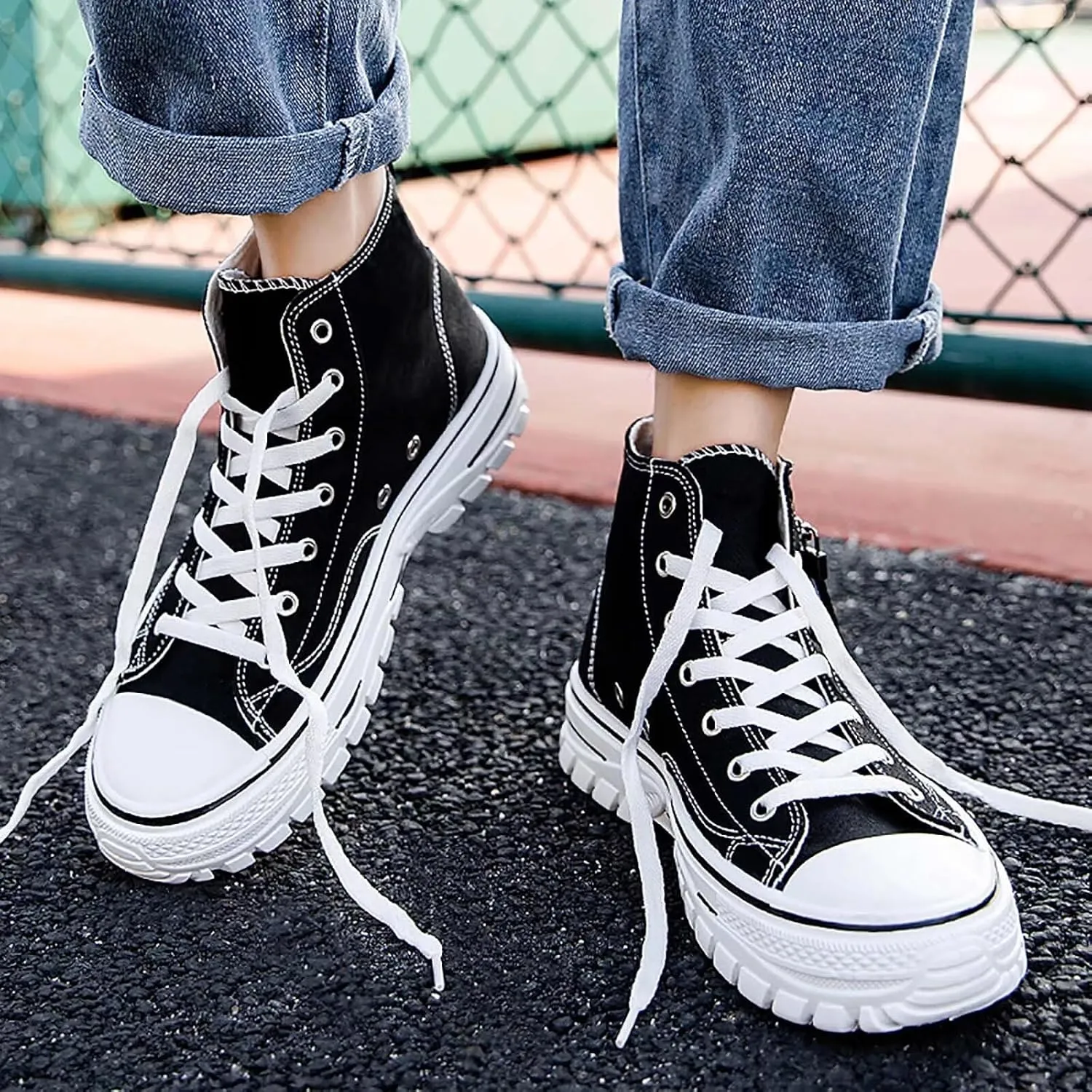 Men's High Top Canvas Shoes Walking Shoes for Men Comfort Fashion Casual Skate Sneakers with Soft Out-Sole