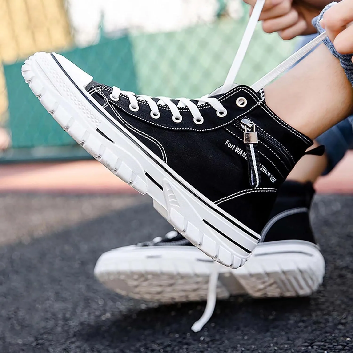 Men's High Top Canvas Shoes Walking Shoes for Men Comfort Fashion Casual Skate Sneakers with Soft Out-Sole