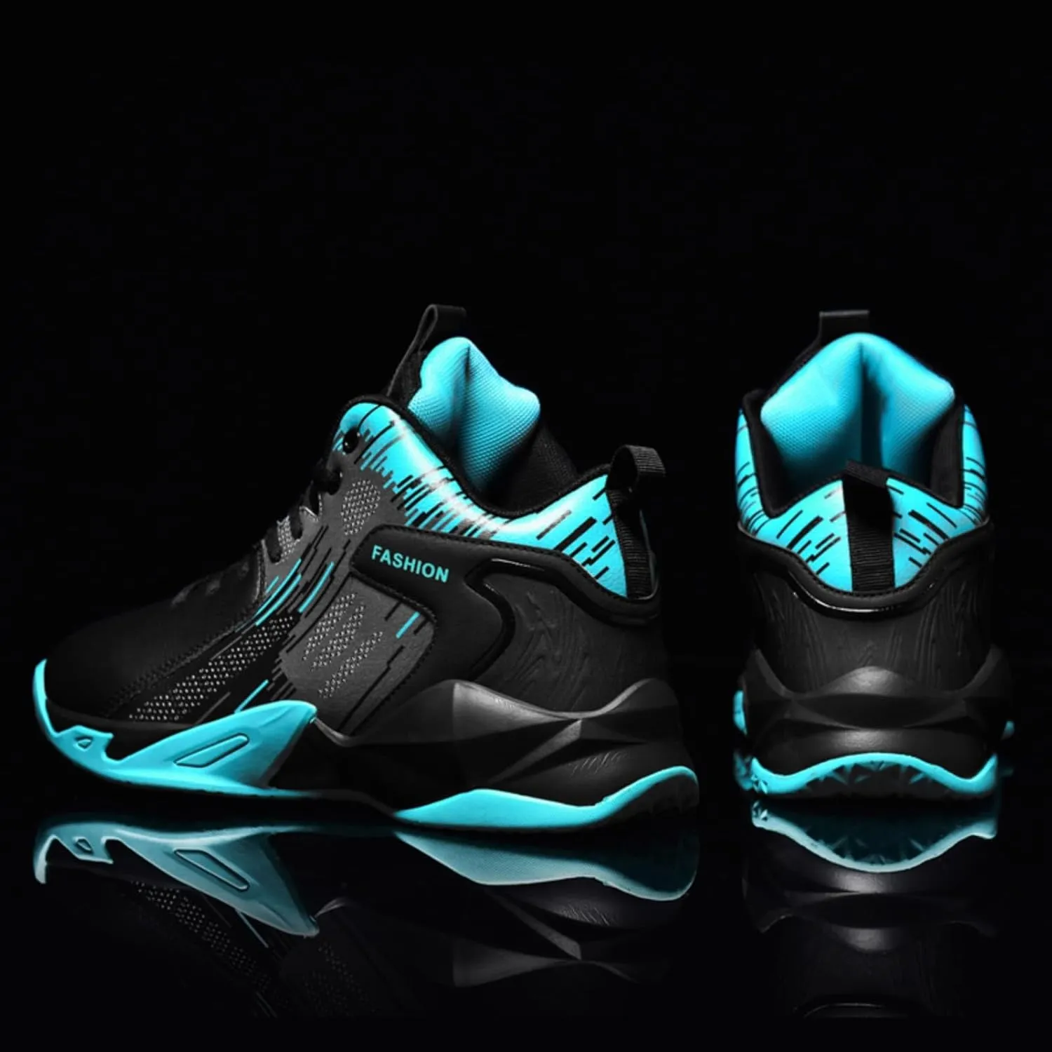 Men's Lace Up Breathable Leather Cushioning Basketball Shoes Fashion High-Top Non-Slip Sneakers Casual for Gym Sports Tennis Jogging Running Walking