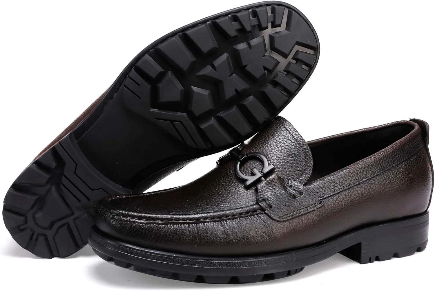 Men's Leather Penny Loafers Business Handmade Slip On Dress Shoes with Buckle Casual Party Shoes Wedding Loafer for Men