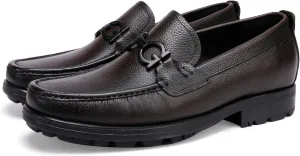 Men's Leather Penny Loafers Business Handmade Slip On Dress Shoes with Buckle Casual Party Shoes Wedding Loafer for Men