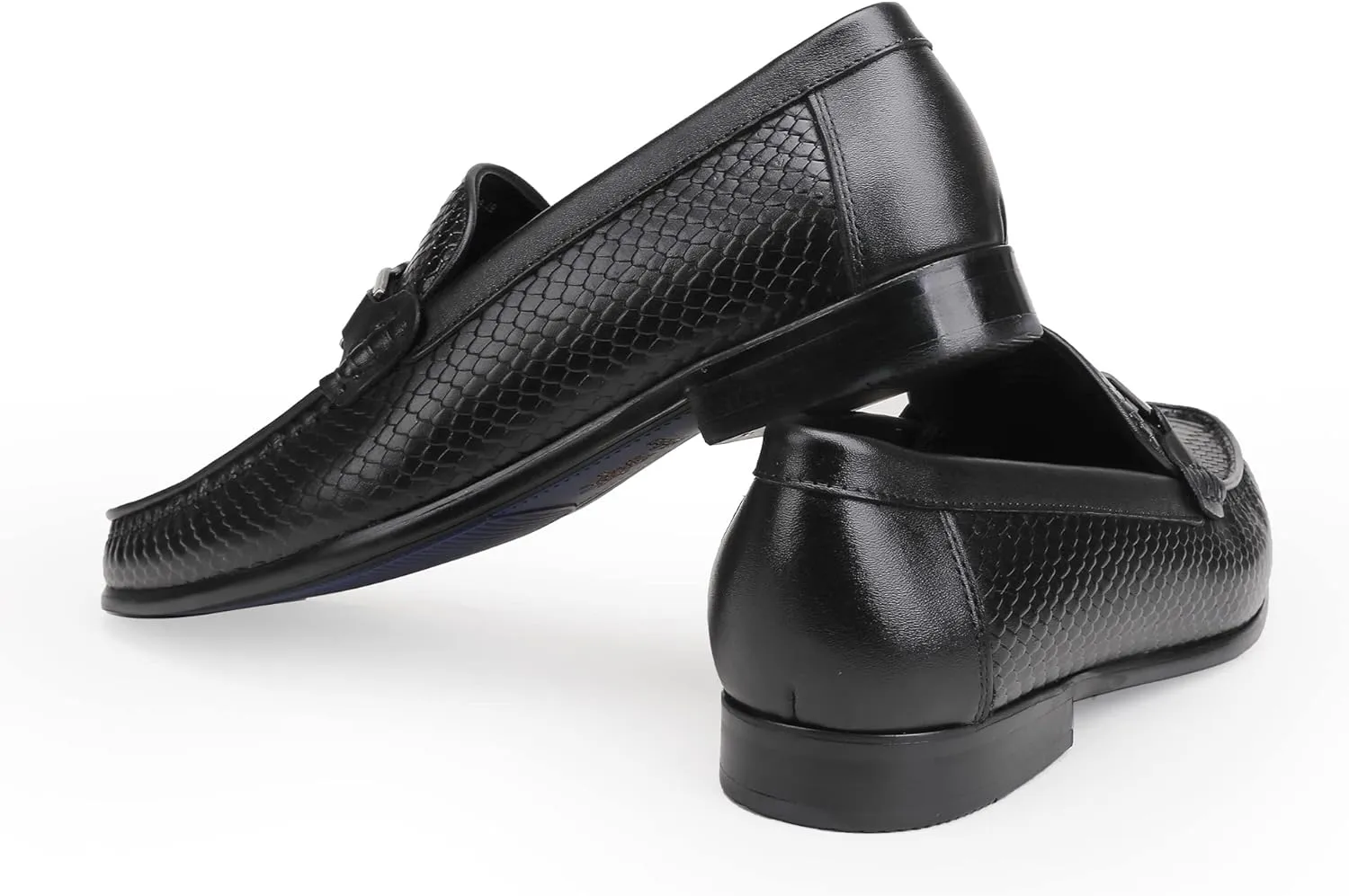 Men's Loafer Mens Crocodile Leather Penny Loafers Black Coffee Slip-On Dress Shoes with Matel Buckle Shoes for Business, Weddings, Parties and Casual Events