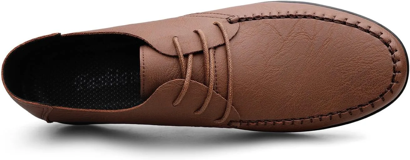 Men's Premium PU Casual Lace Up Sneakers Walking Business Driving Flats Shoes
