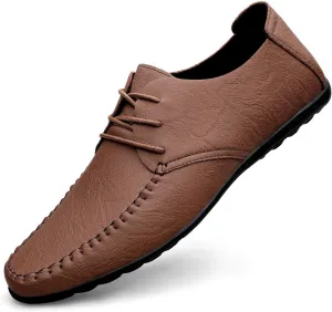 Men's Premium PU Casual Lace Up Sneakers Walking Business Driving Flats Shoes