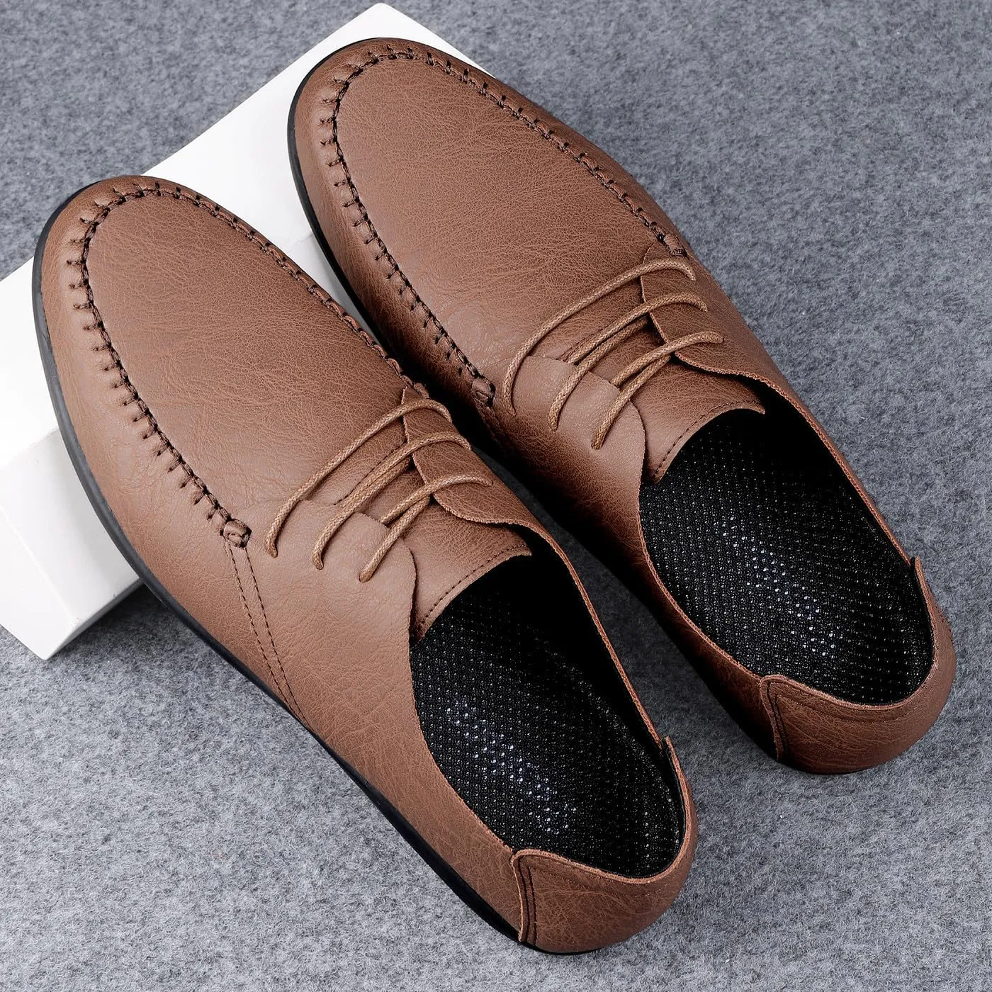 Men's Premium PU Casual Lace Up Sneakers Walking Business Driving Flats Shoes