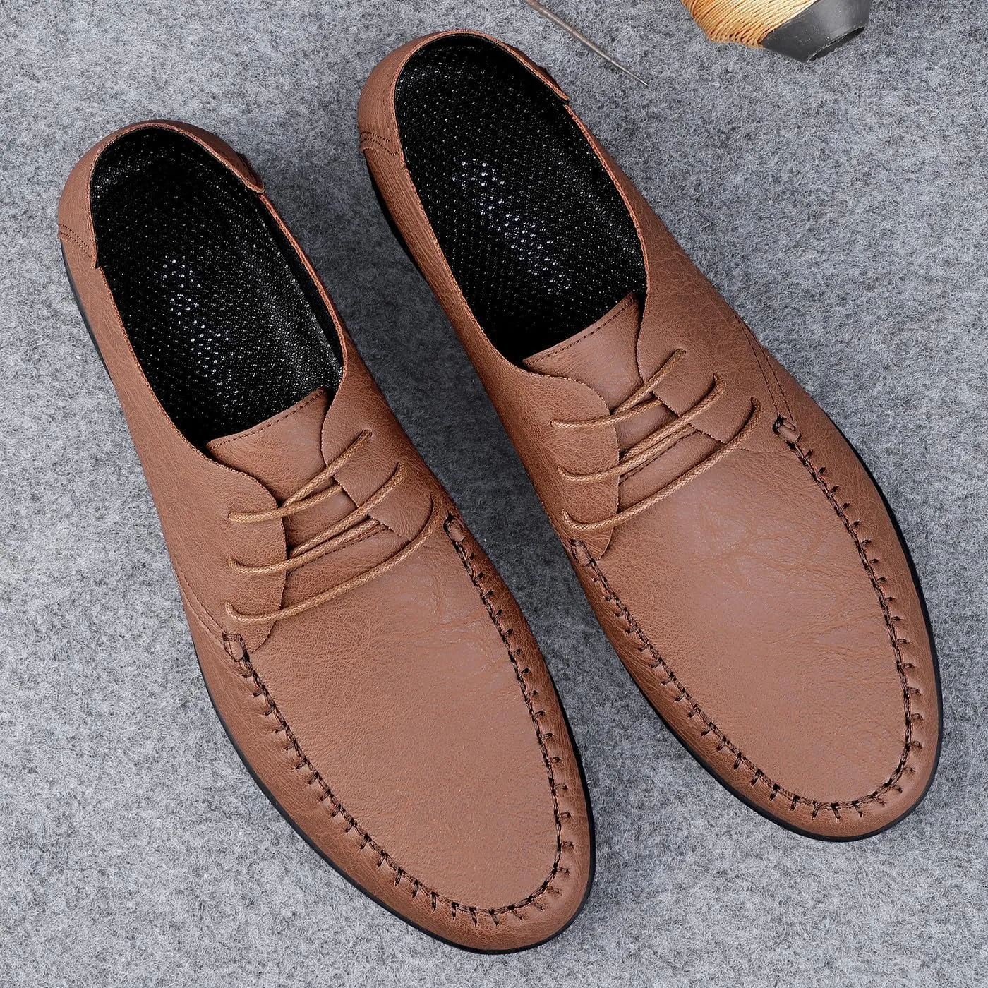 Men's Premium PU Casual Lace Up Sneakers Walking Business Driving Flats Shoes