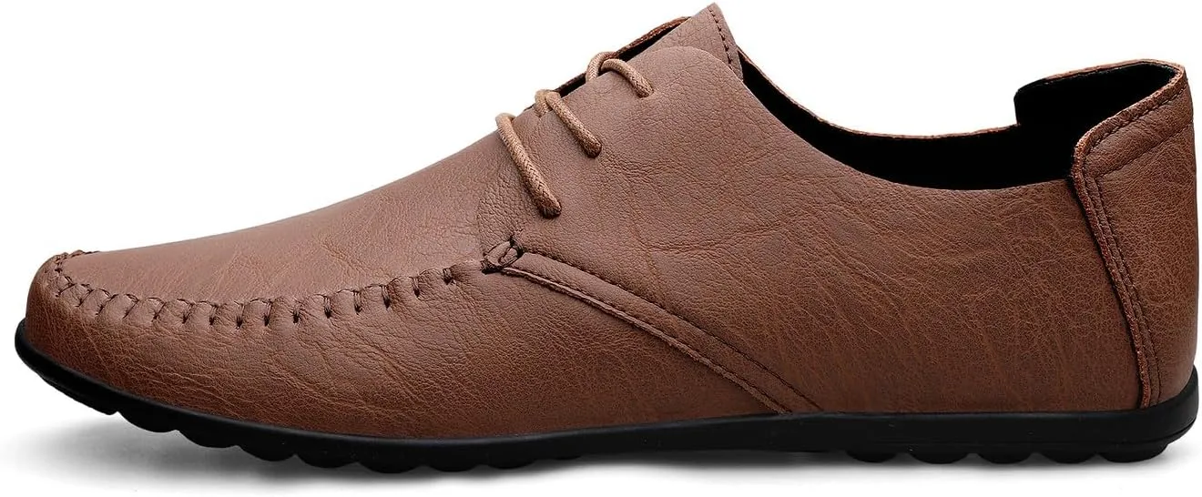 Men's Premium PU Casual Lace Up Sneakers Walking Business Driving Flats Shoes
