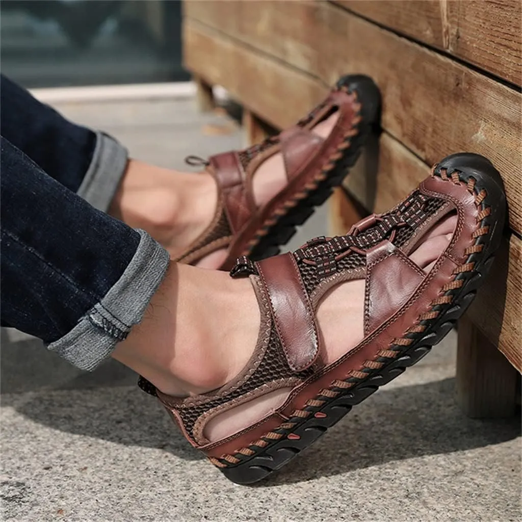 Men's Sandals Outdoor Non-slip Men's Beach Sandals Handmade Genuine Leather Men's Shoes Men Sneakers(43)