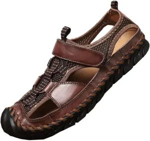 Men's Sandals Outdoor Non-slip Men's Beach Sandals Handmade Genuine Leather Men's Shoes Men Sneakers(43)