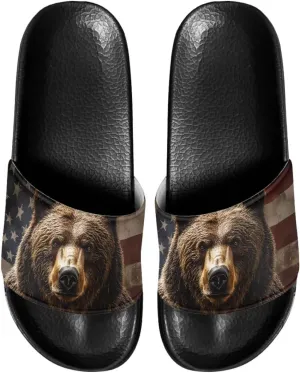 Mens Slide Sandal Slippers Adult Comfort House Slippers Flat Slides Shower Sandals for Home Outdoor Walking