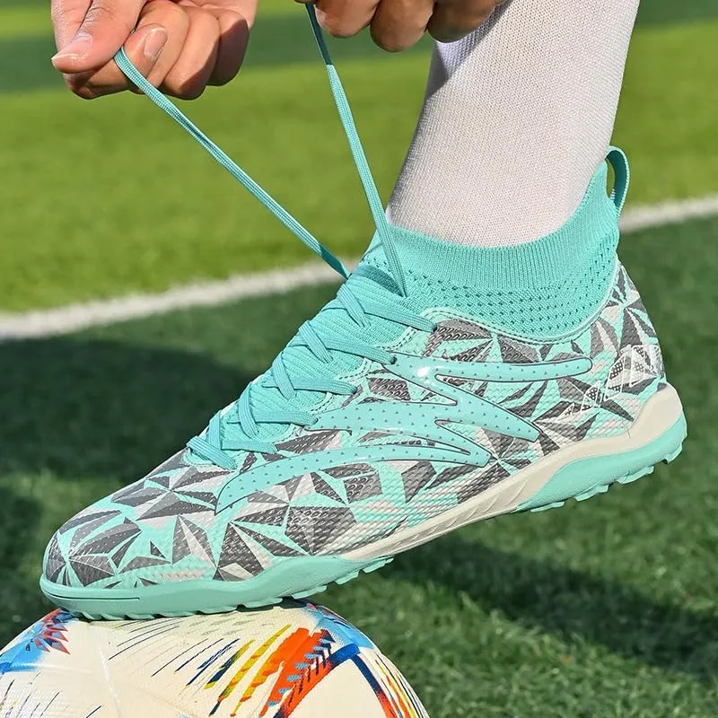 Men's Soccer Shoes Cleats Professional Low-Top Non-Slip Spikes Lace-Up Breathable Athletic Football Boots for Outdoor Indoor TF/AG/FG