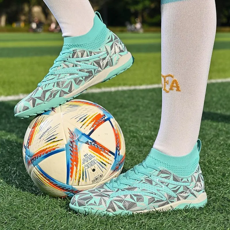 Men's Soccer Shoes Cleats Professional Low-Top Non-Slip Spikes Lace-Up Breathable Athletic Football Boots for Outdoor Indoor TF/AG/FG