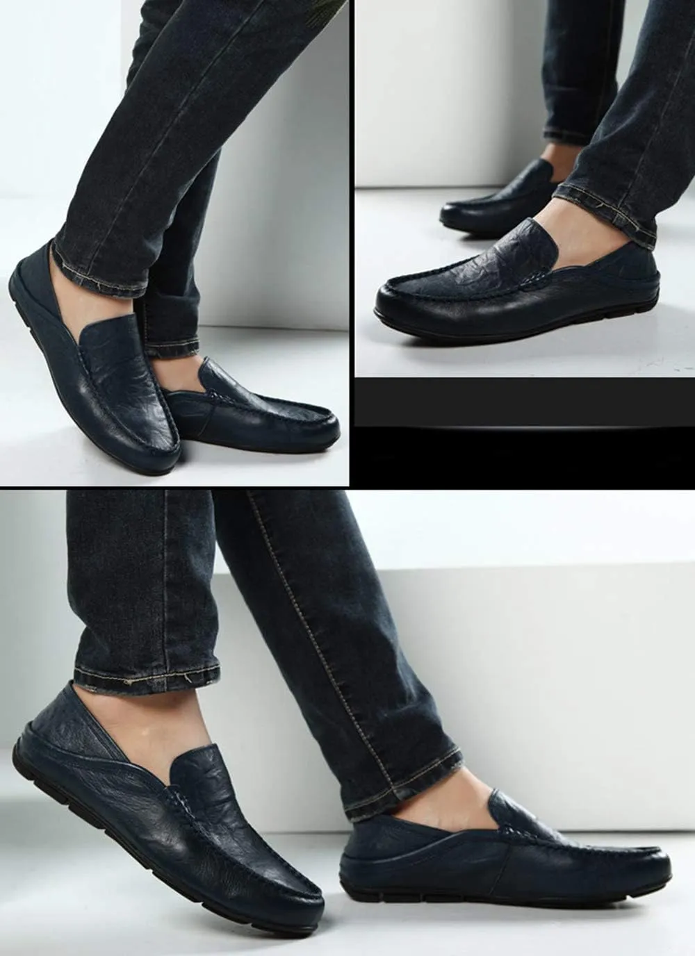 Men’s Soft Leather Slip On Loafers Flats Moccasins Oxfords Shoes Casual Driving Shoes Slippers