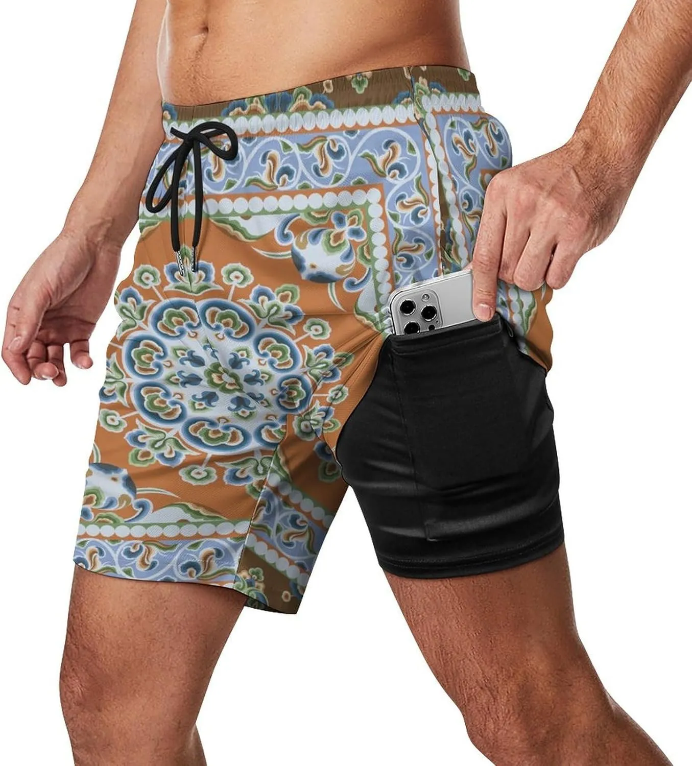 Mens Swim Trunks with Compression Liner Bathing Suits Beach Shorts Swim Shorts Men Swim Trunks