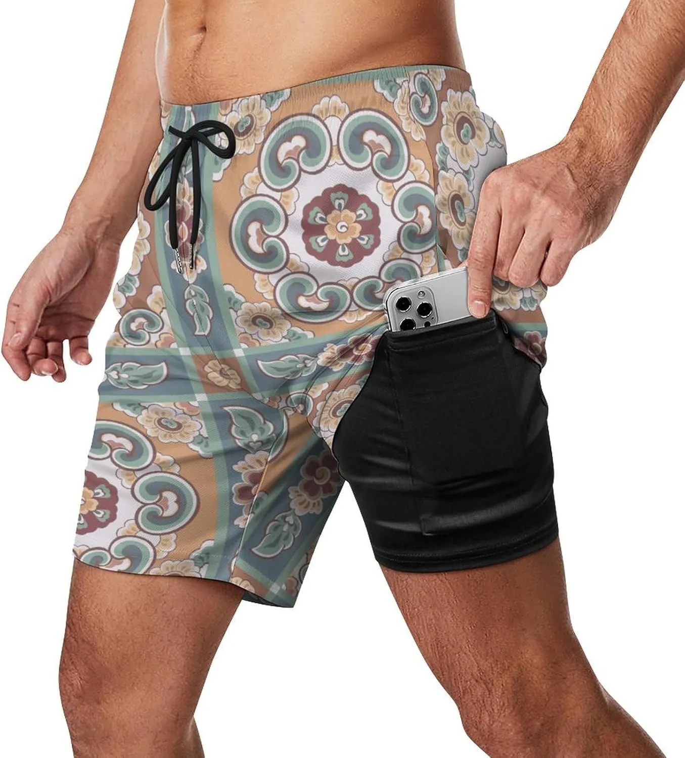 Mens Swim Trunks with Compression Liner Bathing Suits Beach Shorts Swim Shorts Men Swim Trunks