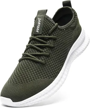 Mens Walking Running Shoes Slip On Anthletic Workout Sneakers Sport Lace Up Casual Work Gym Outdoors Lightweight Breathable Knitted Mesh