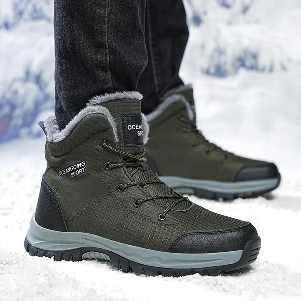 Men's Warm Winter Snow Boots for Hiking: Water Resistant Work Ankle Shoes for Outdoor - Non Slip Trekking Boot for Men