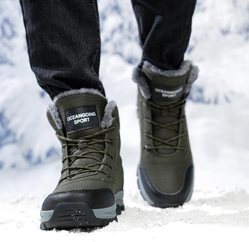 Men's Warm Winter Snow Boots for Hiking: Water Resistant Work Ankle Shoes for Outdoor - Non Slip Trekking Boot for Men