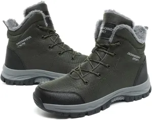 Men's Warm Winter Snow Boots for Hiking: Water Resistant Work Ankle Shoes for Outdoor - Non Slip Trekking Boot for Men