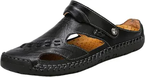 Men'S Water Sandals Men's Summer Breathable Hand Sewn Foot Covering Casual Beach Lazy PU Foreign Trade Sandals
