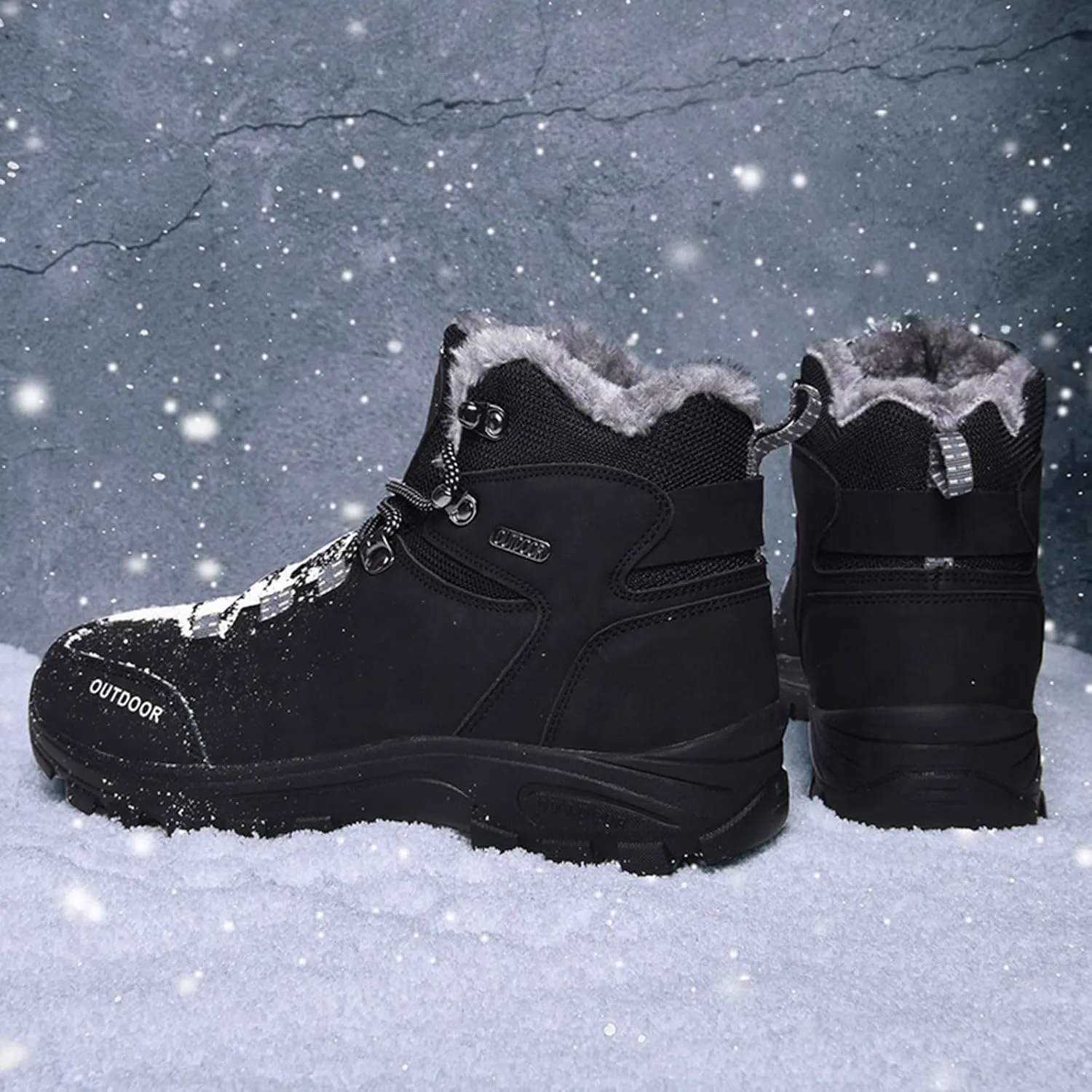 Men's Winter Fashion Breathable Water Proof Outdoor Hiking Shoes High Top Cotton Shoes Hiking Mens Classic Nylon Sneaker Men'