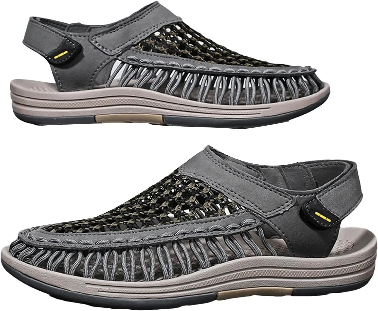 Men's Woven Sandals, Breathable Slip-On Beach Shoes