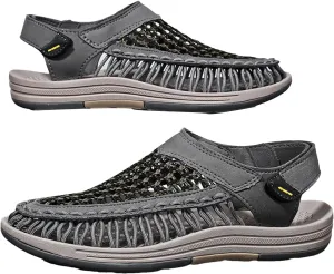 Men's Woven Sandals, Breathable Slip-On Beach Shoes