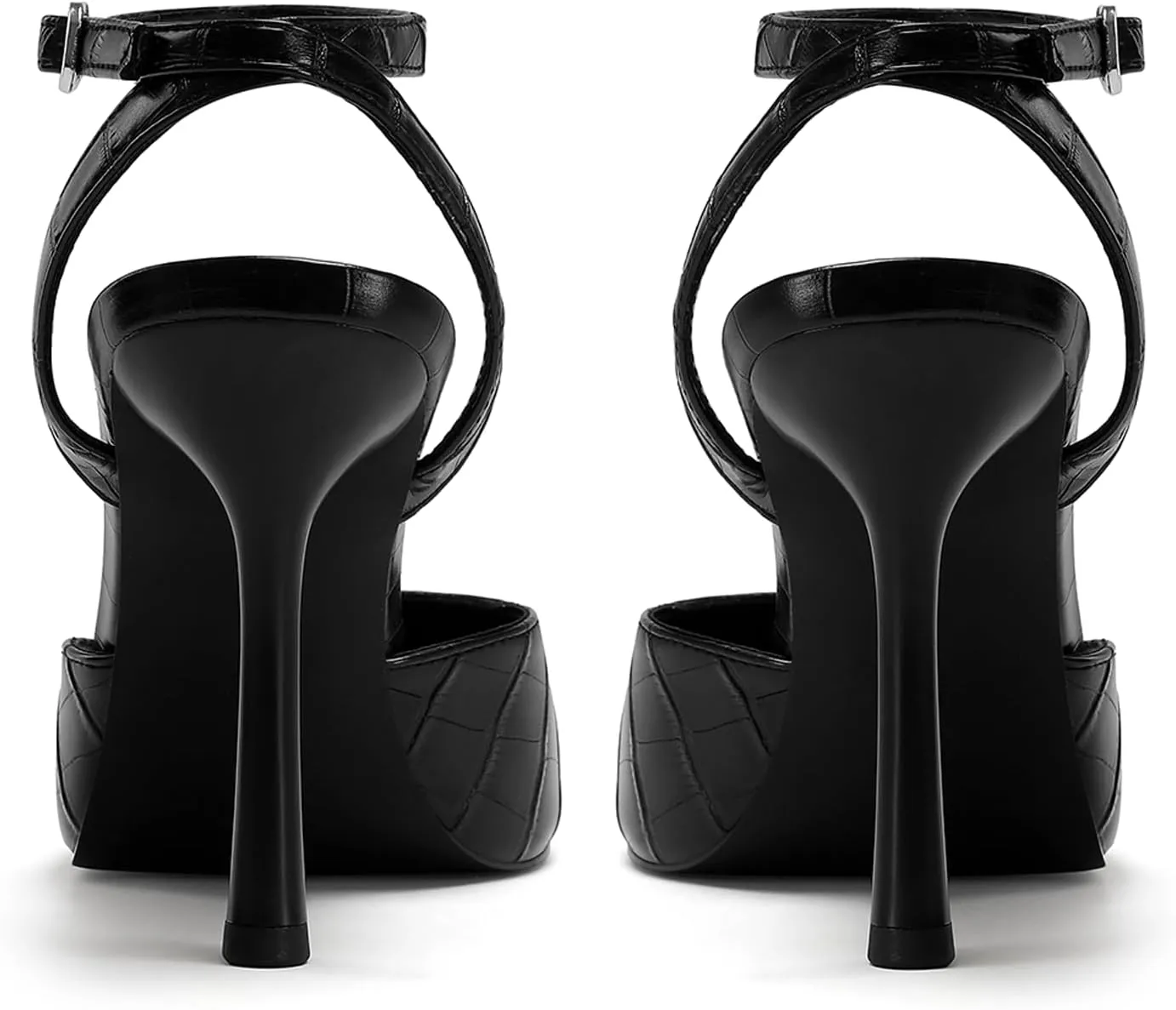 Mesh Closed Toe Ankle Strap Heels Pointed Toe High Heels for Women Stiletto Wedding Dress Shoes