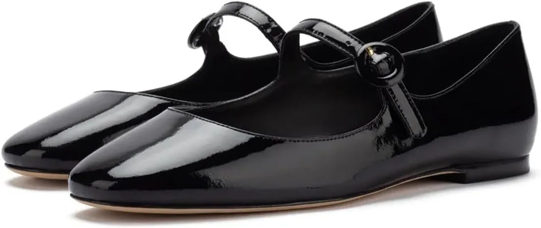 miss left Women Classic Adjustable Single Strap Buckle Mary Jane Flats Round Toe Comfortable Party Dress Daily Shoes Size 4-16 US
