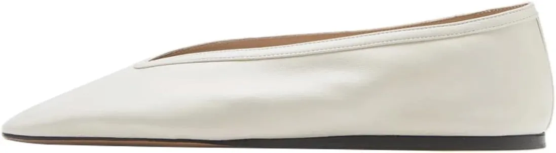 miss left Women Classic Closed Round Toe V-Cut Ballet Flats Comfortable Slip on Ballroom Dance Daily Commuting Shoes Size 4-16 US