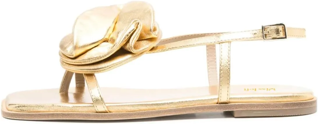 miss left Women Open Split Toe Floral Comfortable Flat Sandals Slingback Slip on Summer Beach Vacation Casual Walking Shoes Size 4-16 US