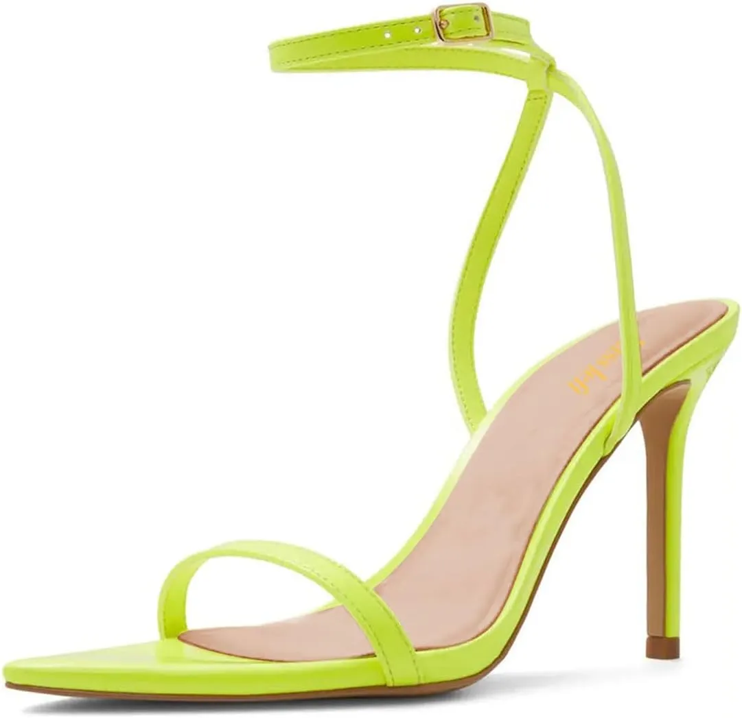 miss left Womens Sexy Open Pointed Toe Stiletto High Heel Sandals Slim Ankle Strap Buckle Cocktail Party Club Dress Shoes Size 4-16 US