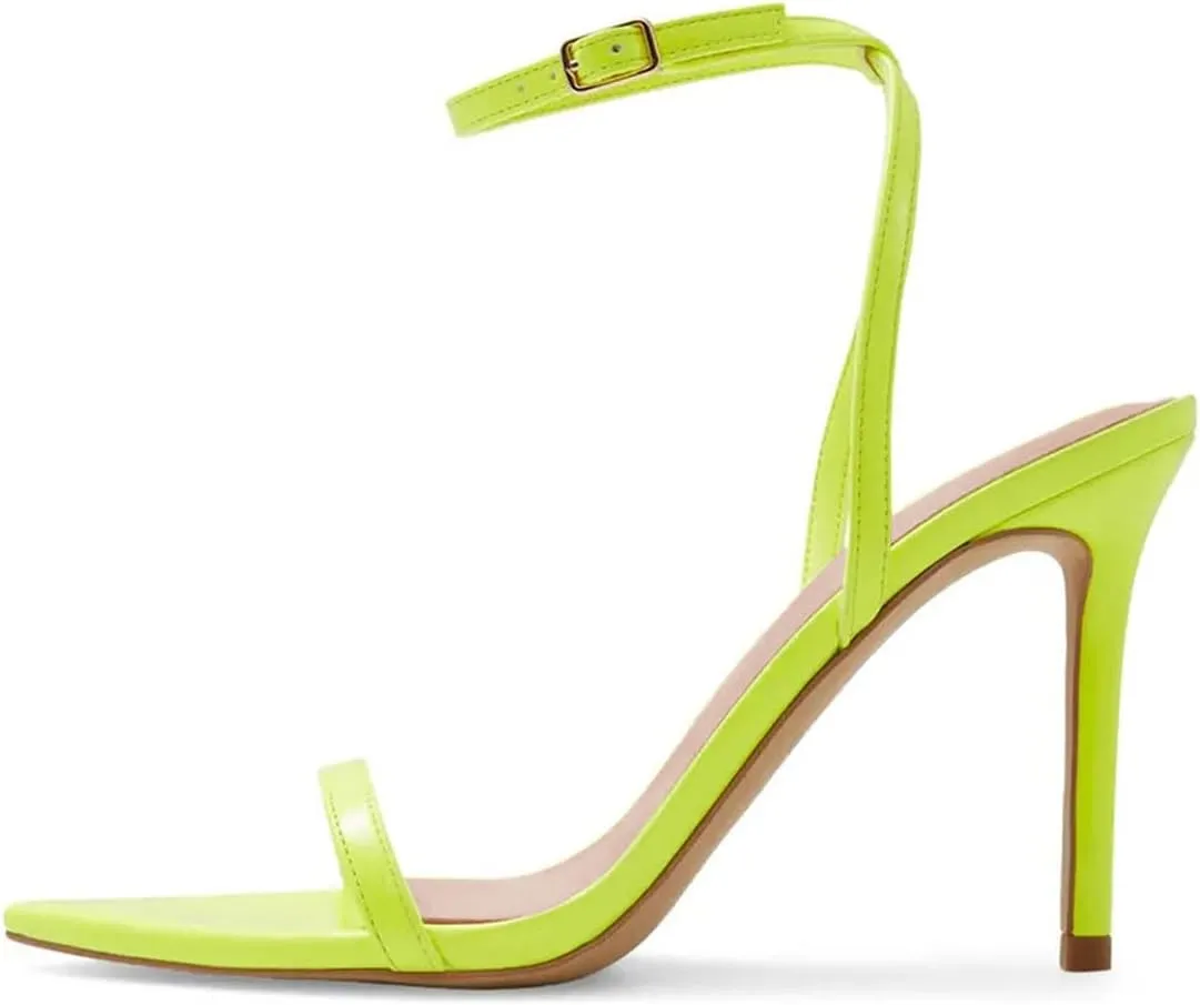 miss left Womens Sexy Open Pointed Toe Stiletto High Heel Sandals Slim Ankle Strap Buckle Cocktail Party Club Dress Shoes Size 4-16 US
