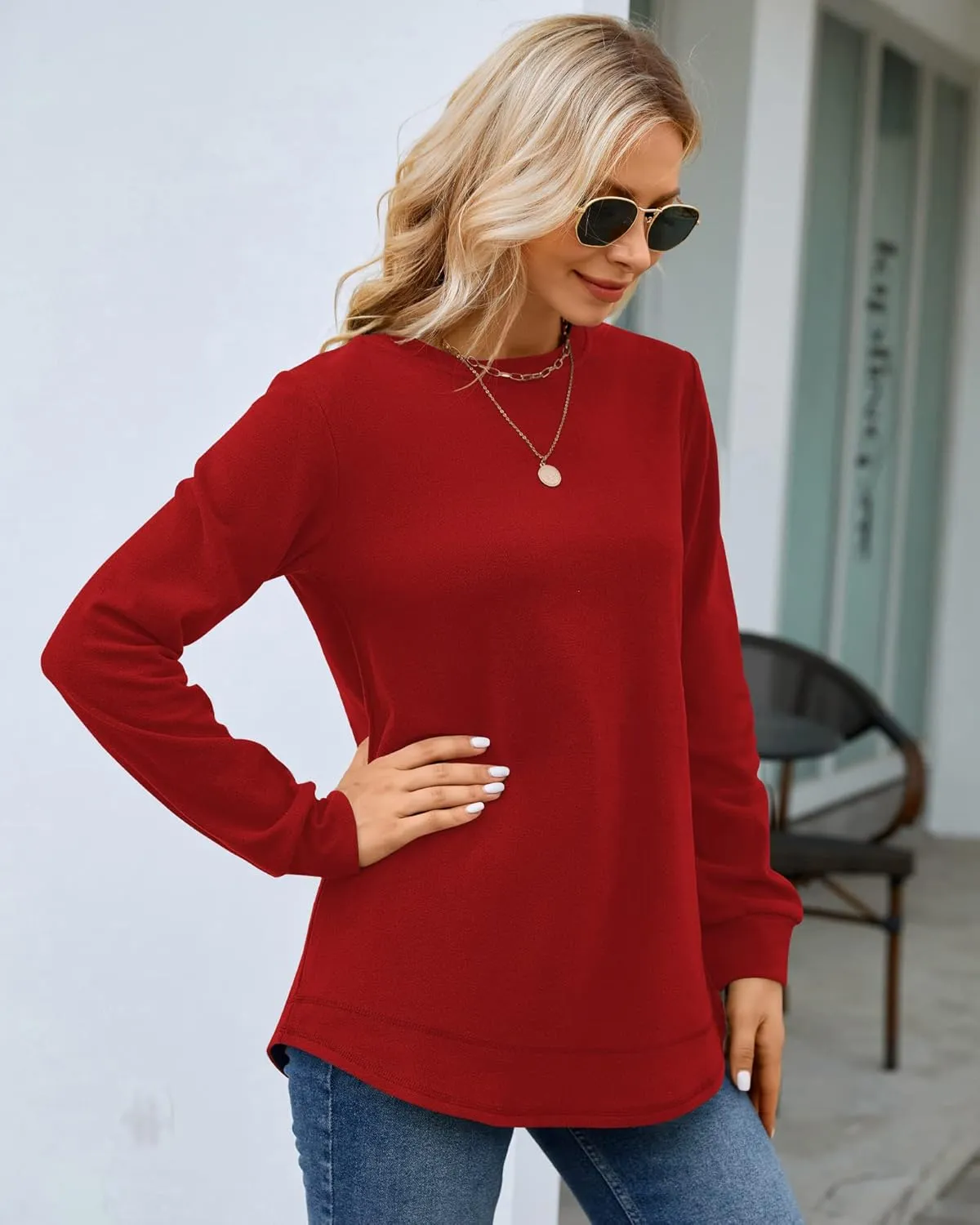 MOLERANI Sweatshirts for Women Casual Long Sleeve Crewneck Shirts Tunic Tops