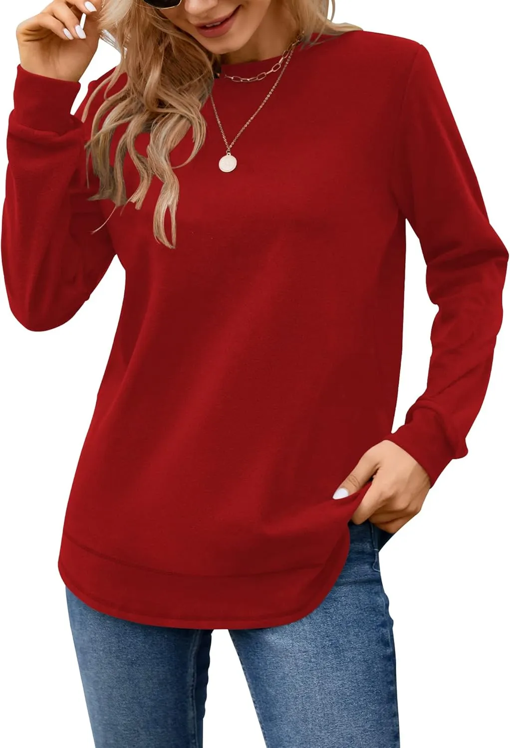 MOLERANI Sweatshirts for Women Casual Long Sleeve Crewneck Shirts Tunic Tops