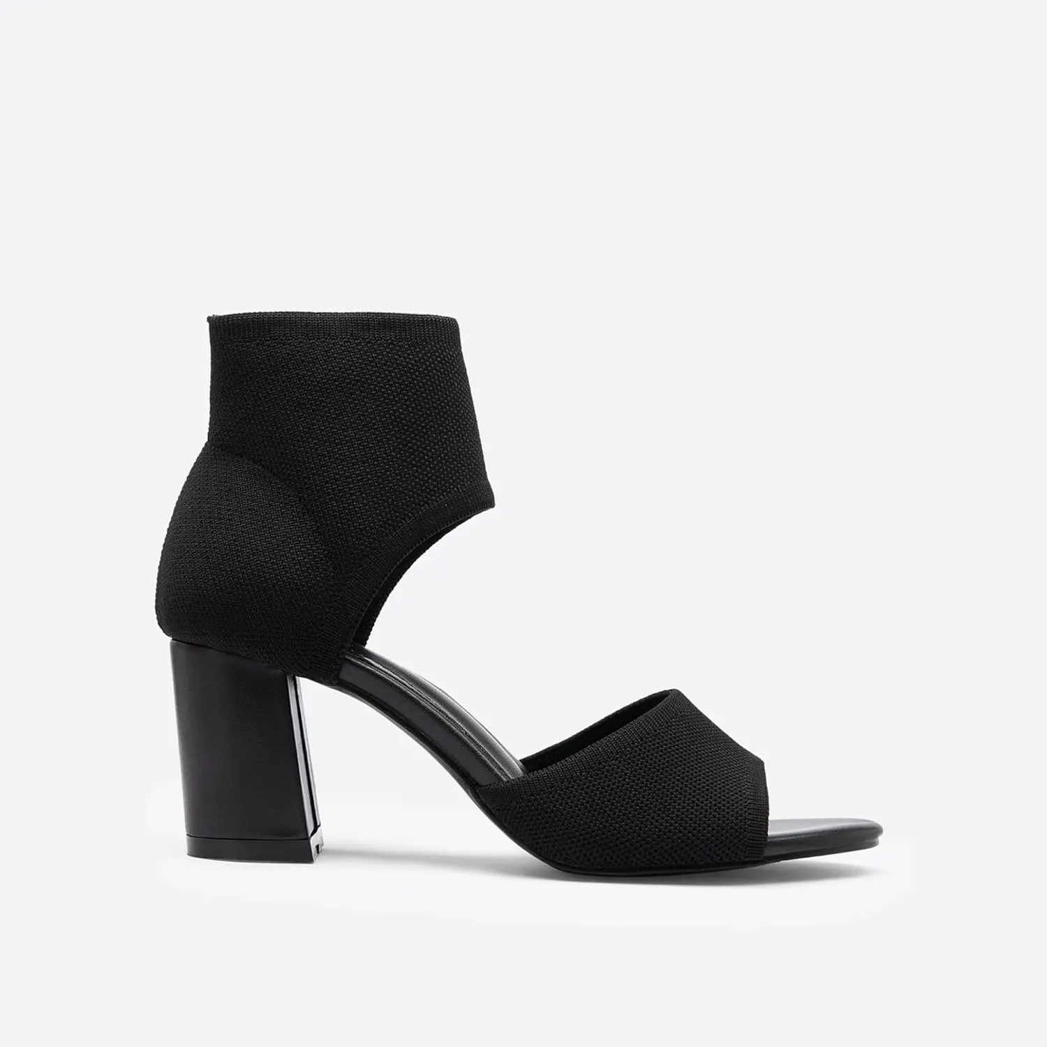 MOUSSE FIT Women's Knit Block Heel Sandals - 2.5 Inch Knit Chunky Block Heels, Non-Slip Rubber Sole Wedding & Party Shoes with Breathable Design