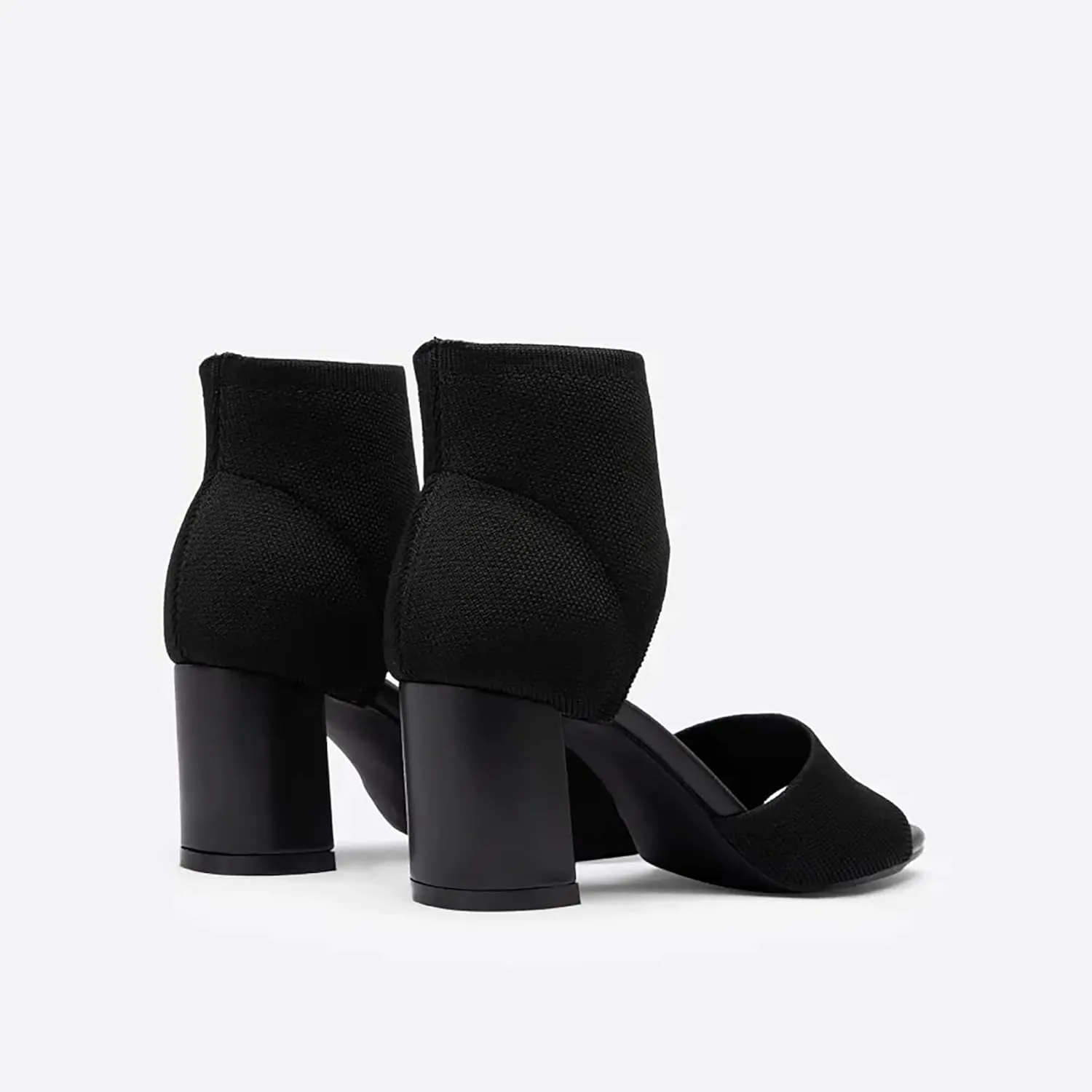 MOUSSE FIT Women's Knit Block Heel Sandals - 2.5 Inch Knit Chunky Block Heels, Non-Slip Rubber Sole Wedding & Party Shoes with Breathable Design