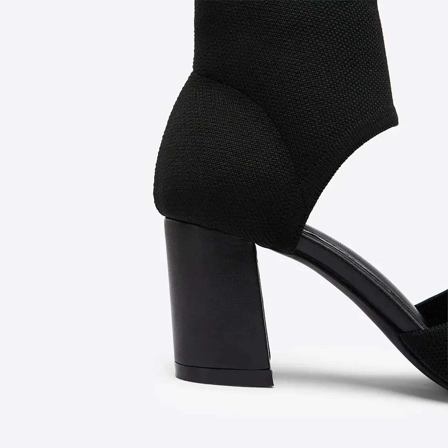 MOUSSE FIT Women's Knit Block Heel Sandals - 2.5 Inch Knit Chunky Block Heels, Non-Slip Rubber Sole Wedding & Party Shoes with Breathable Design