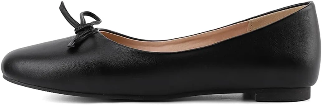 MRKEWUNEY Elegant Bow Ballet Flats for Women Slip On Comfortable Dress Shoes EU32-54