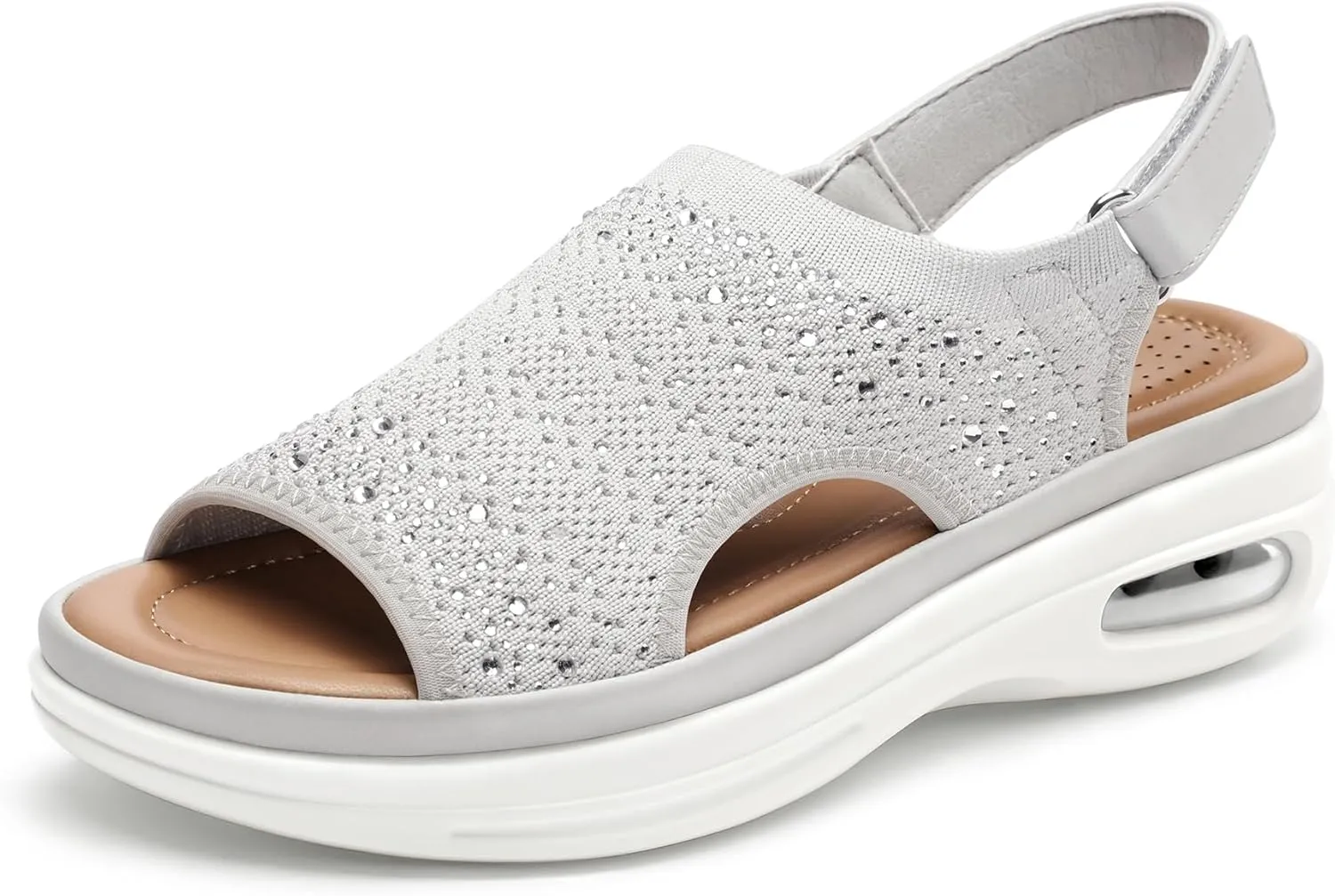 mysoft Women's Comfortable Air Cushion Support Walking Sandals Breathable Knit Slingback Platform Shoes