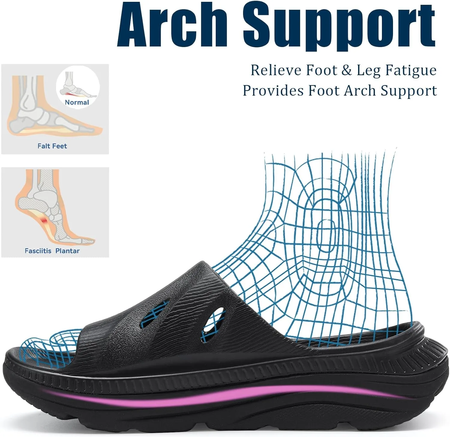 NPNYSY Womens Recovery Sandals Mens Comfortable Athletic Slides Thick Cushion Lightweight Plantar Fasciitis Sport Sliders of Indoor Outdoor,Arch Support Orthotic Open Toe