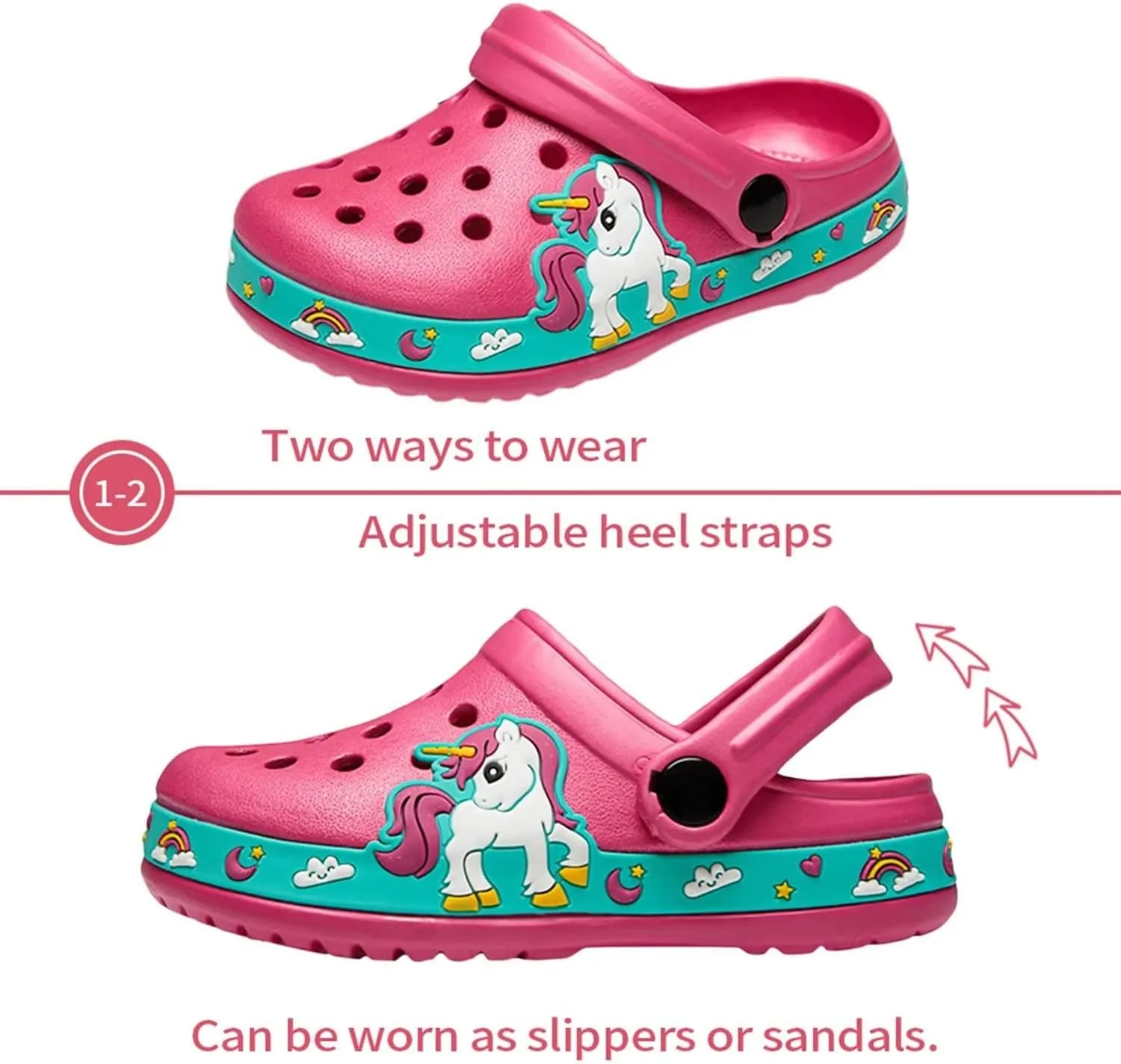 OHSNMAKSL Toddler Clog Slippers Garden Sandals Slip On Water Shoes Sneakers Cartoon Slides for Boys and Girls Children Beach Pool Shower