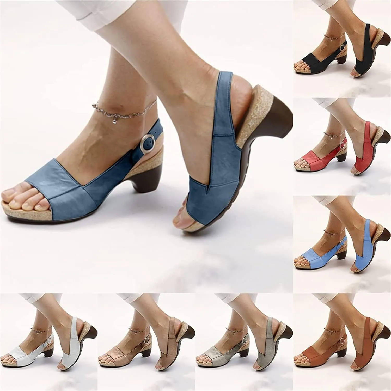 OMIREL Women's Comfortable Walking Sandals with Arch Support Orthotic Sandals Wedge Sandals Ankle Strap Open Toe Summer Sandal Anti-Slip Breathable Sandal Slip on Flip Flops,Red,US10/EU41