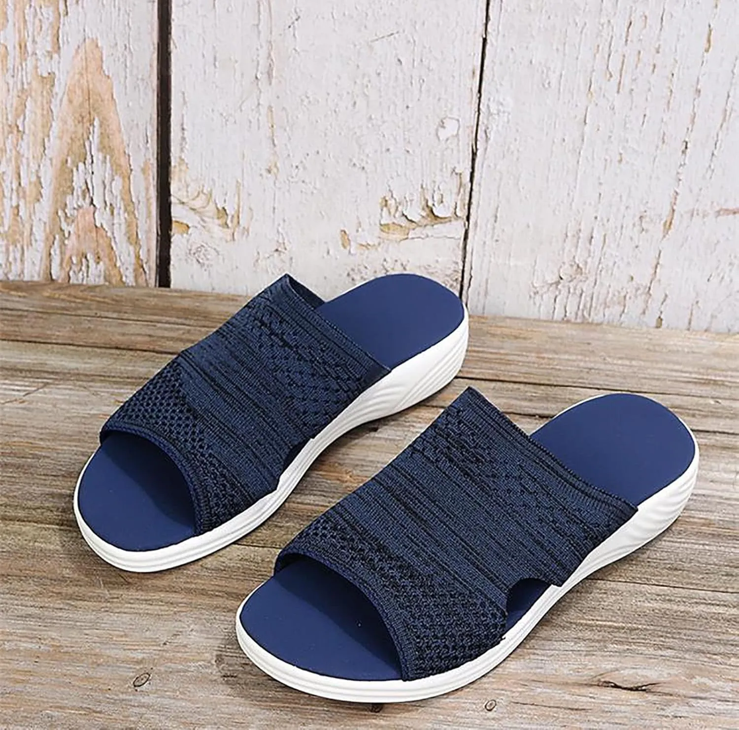 OMIREL Womens Open Toe Washable Slingback Orthopedic Platform Sandals Mesh Upper Breathable Wedges Sandals Women Flip Flops Summer Walking Wedge Shoes,Blue,US6/EU37