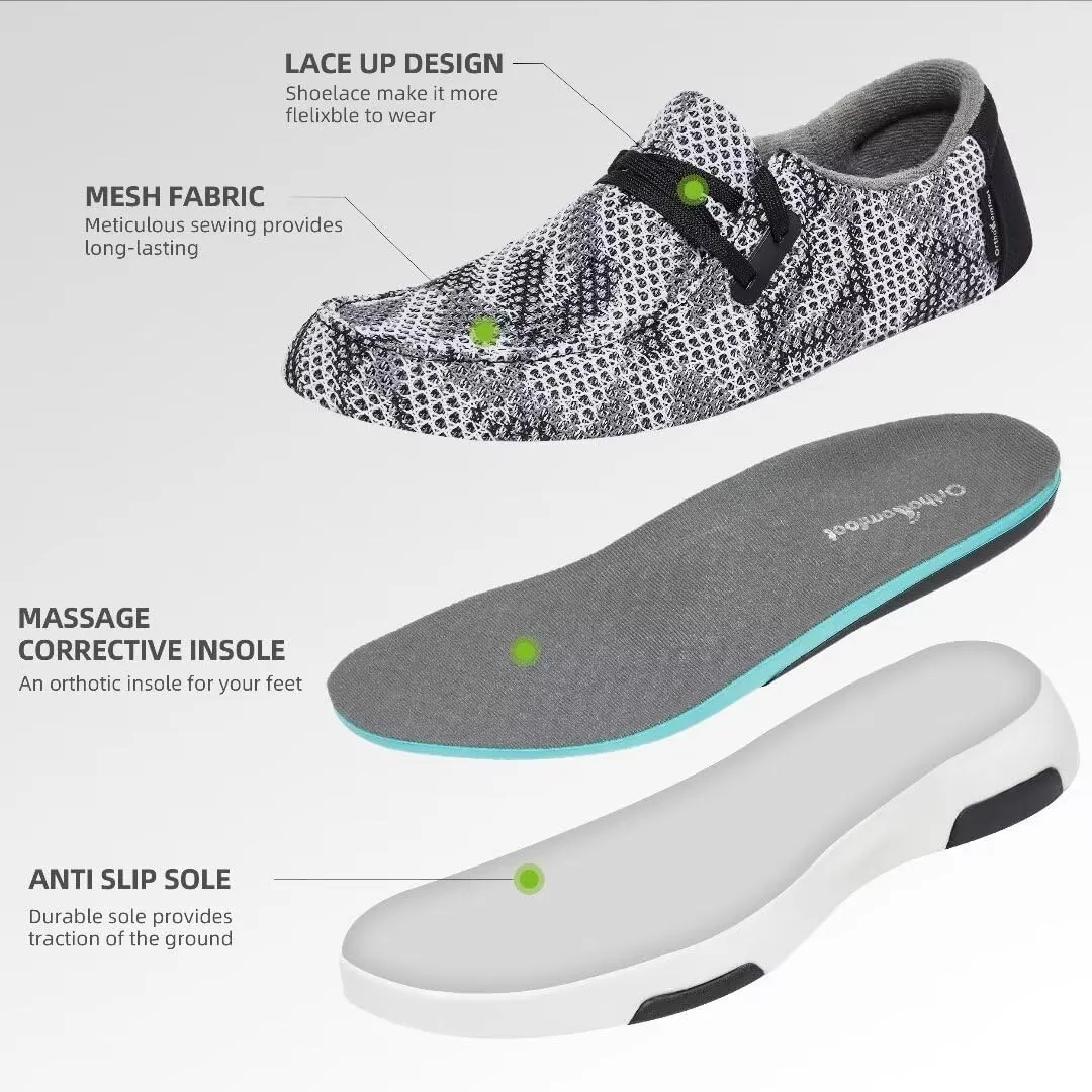 OrthoComfoot Women's Orthopedic Casual Shoes, Arch Support Lace up Driving Sneakers for Outdoor Indoor, Slip Resistant Walking Sneakers for Foot and Heel Pain Relief